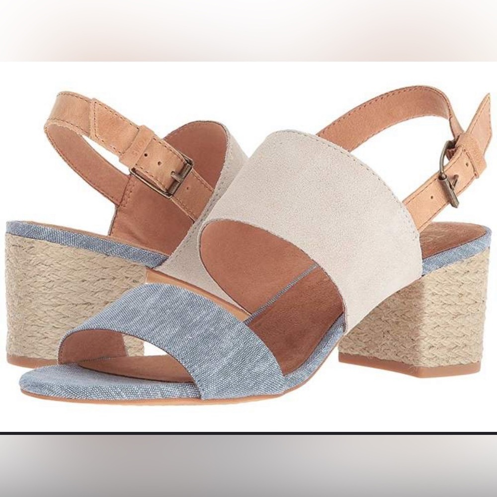 Toms Women's Wedges in Blue and Tan